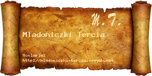 Mladoniczki Tercia névjegykártya